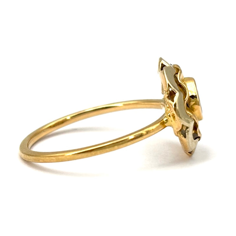 Anello fiore vintage, zaffiro e oro giallo; 2.19 gr