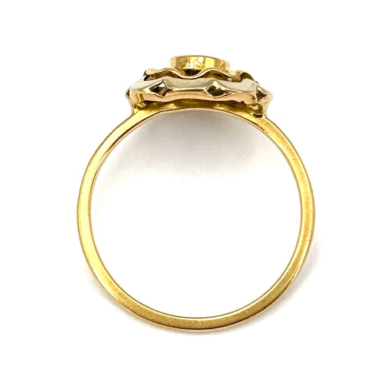 Anello fiore vintage, zaffiro e oro giallo; 2.19 gr