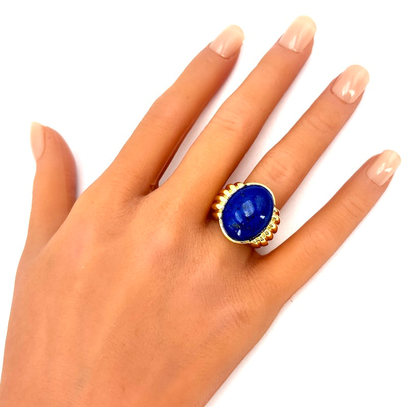 Anello lapis maxi vintage e oro giallo - 12.9 gr