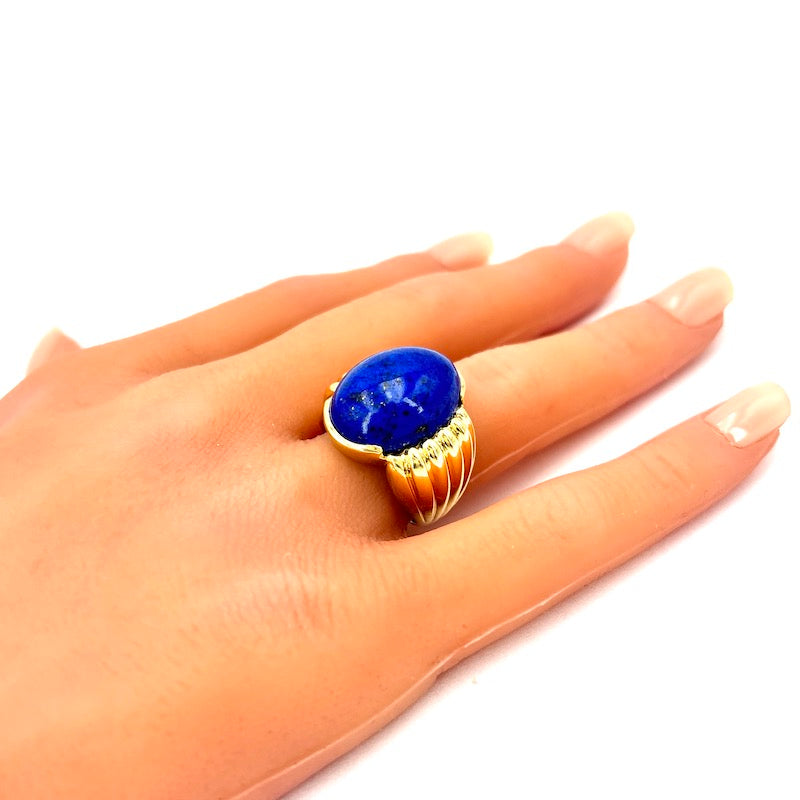 Anello lapis maxi vintage e oro giallo - 12.9 gr