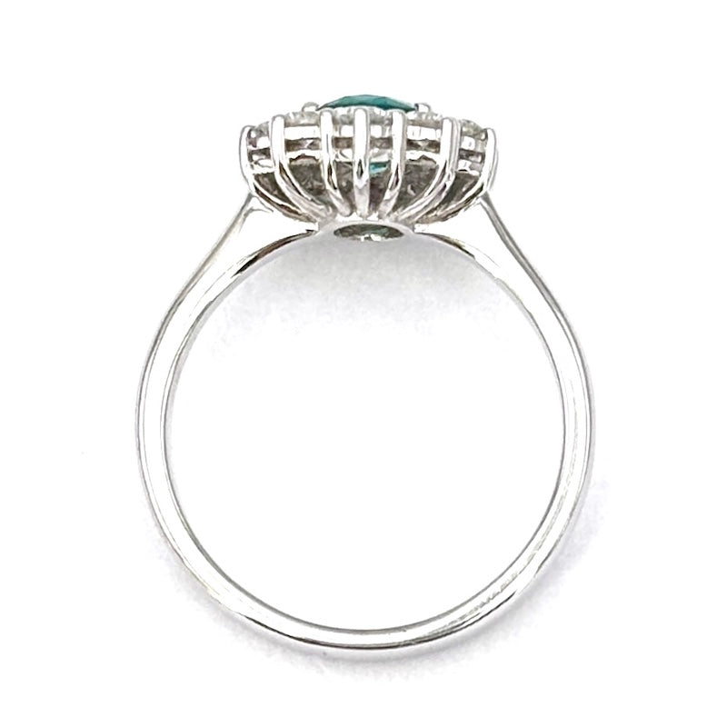 Anello margherita smeraldo e brillanti; 5.69 gr