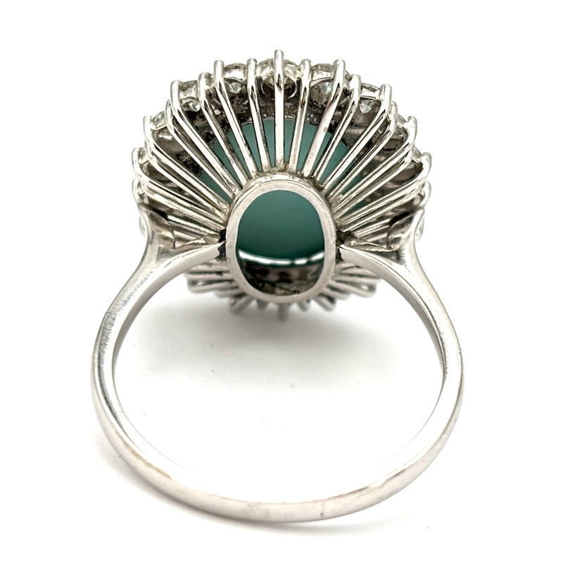 Anello margherita turchese, brillanti, oro bianco - 8.15 gr OCCASIONE