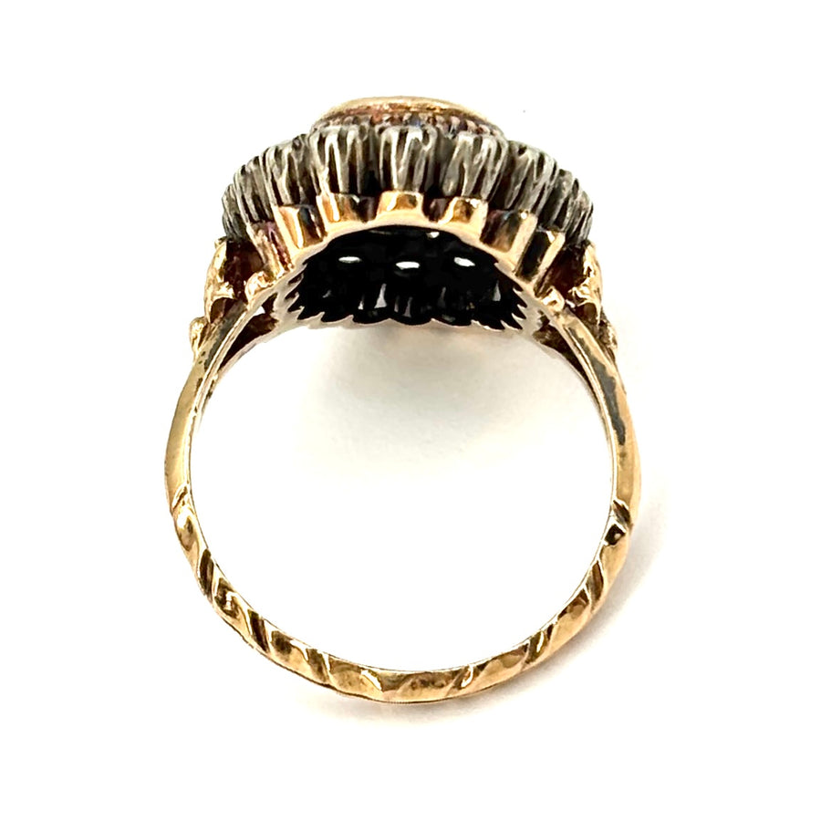 Anello margherita vintage zaffiro e diamanti; 7.49 gr