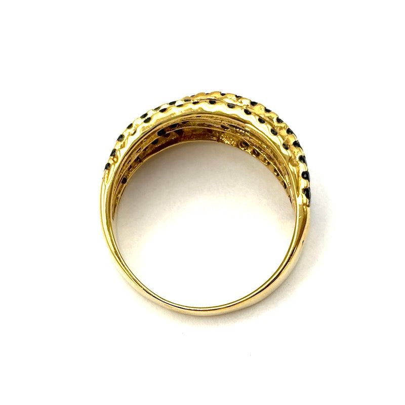 Anello maxi fascia unisex, diamanti neri e oro giallo; 8.6 gr