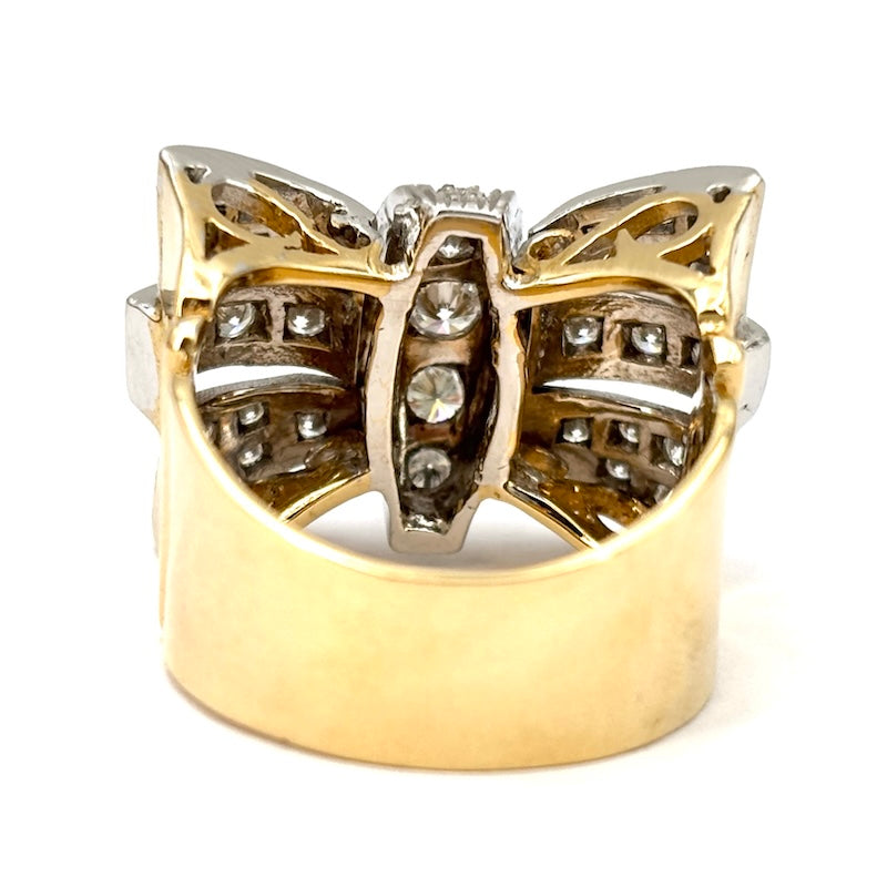 Anello maxi fiocco brillanti/ponte, oro bicolore; 11.89 gr