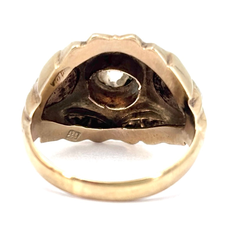 Anello mignolo d'epoca uomo solitario taglio antico; 2.29 gr