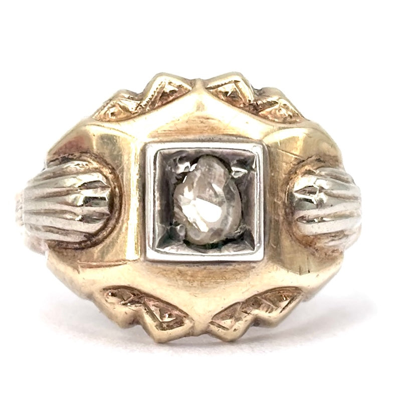 Anello mignolo d'epoca uomo solitario taglio antico; 2.29 gr