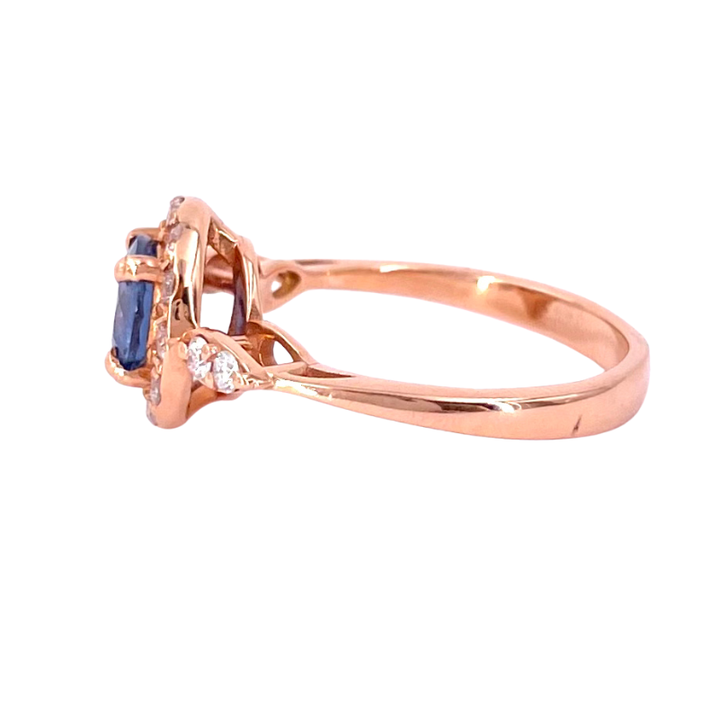 Anello oro rosa, zaffiro e brillanti; 4.78 gr