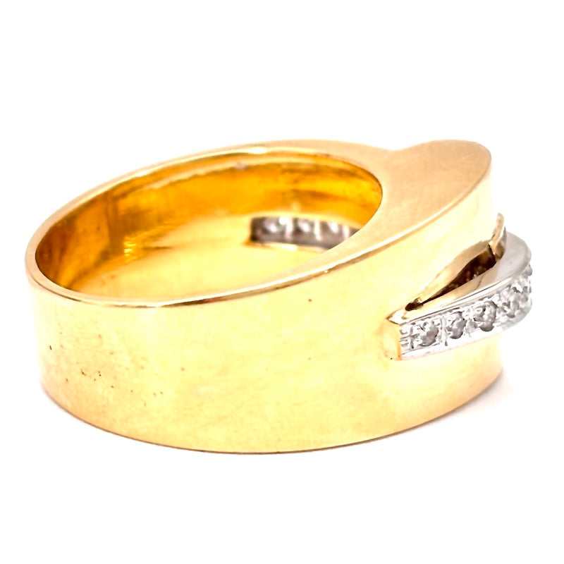 Anello ponte vintage oro giallo e brillanti; 11.7 gr