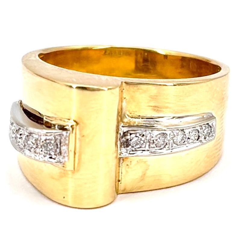 Anello ponte vintage oro giallo e brillanti; 11.7 gr