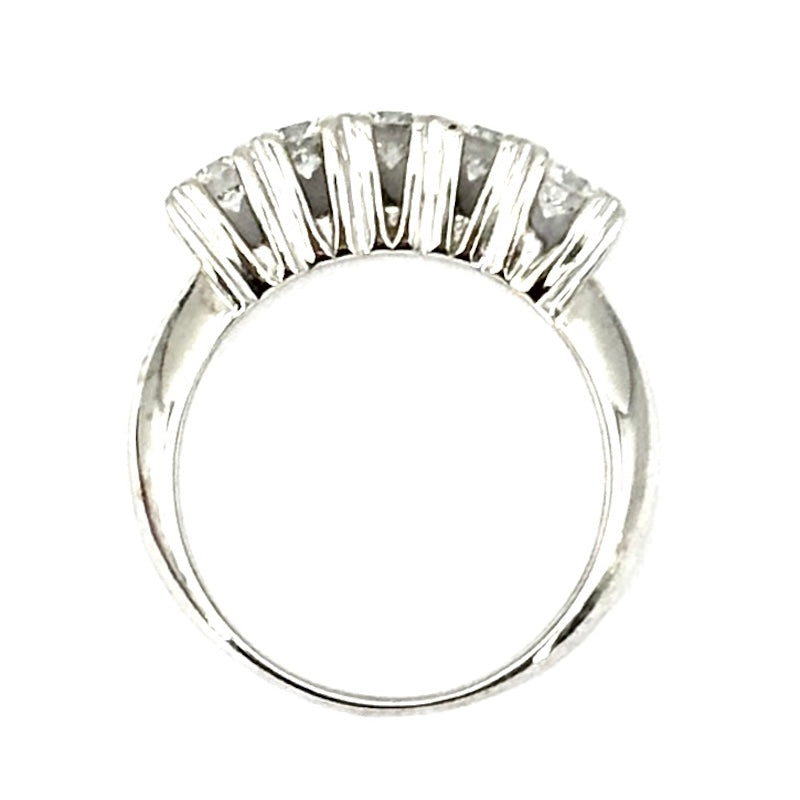 Anello riviera 5 brillanti e oro bianco - 0.50-0.55 ct; 3 gr