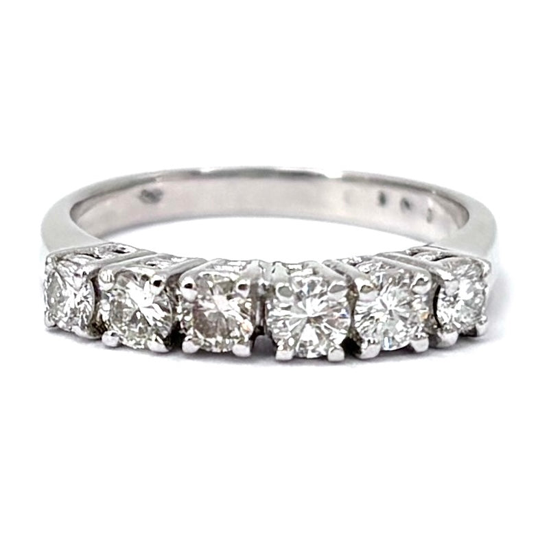 Anello riviera brillanti e oro bianco - 0.48 ct; 3.23 gr