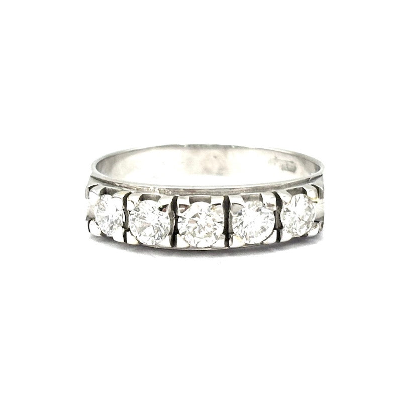 Anello riviera brillanti e oro bianco - 0.65-0.70 ct; 3.24 gr