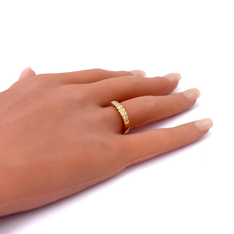 Anello riviera brillanti e oro giallo - 0.15-0.18 ct; 3.76 gr