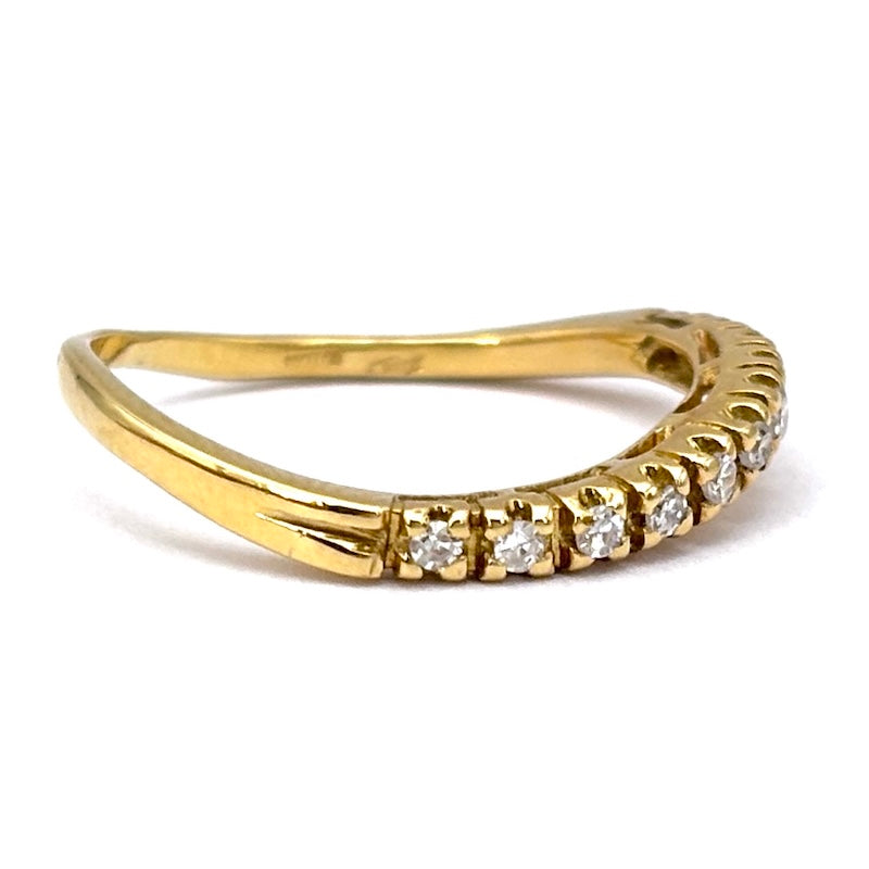 Anello riviera brillanti e oro giallo, a onda; 2.23 gr