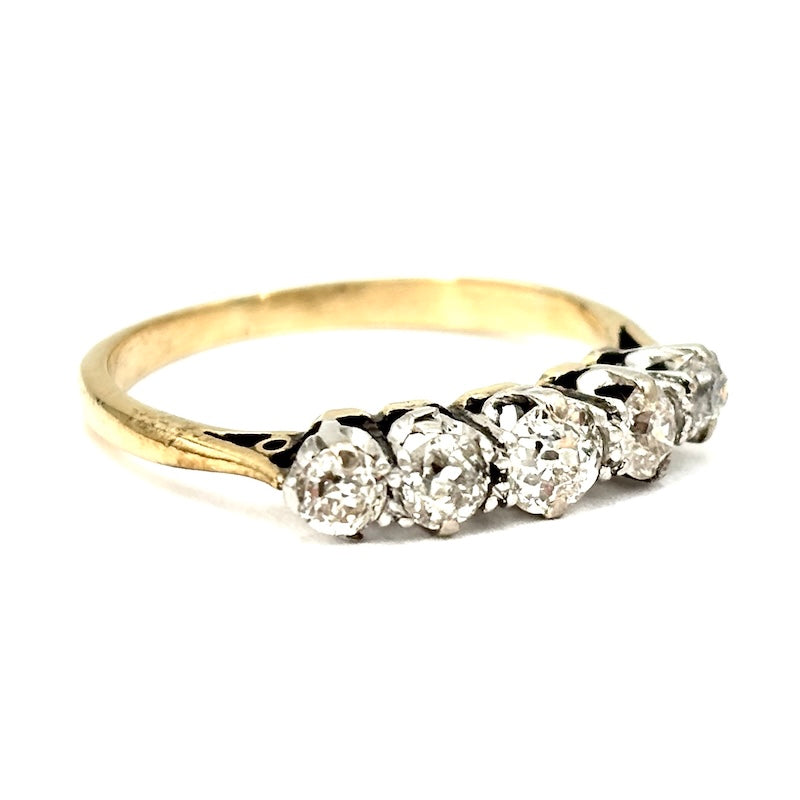 Anello riviera diamanti in stile antico - 0.55-0.60 ct; 2.73 gr