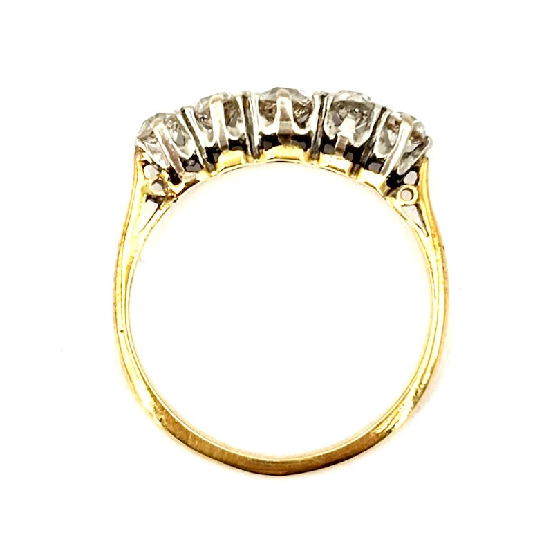 Anello riviera diamanti in stile antico - 0.55-0.60 ct; 2.73 gr