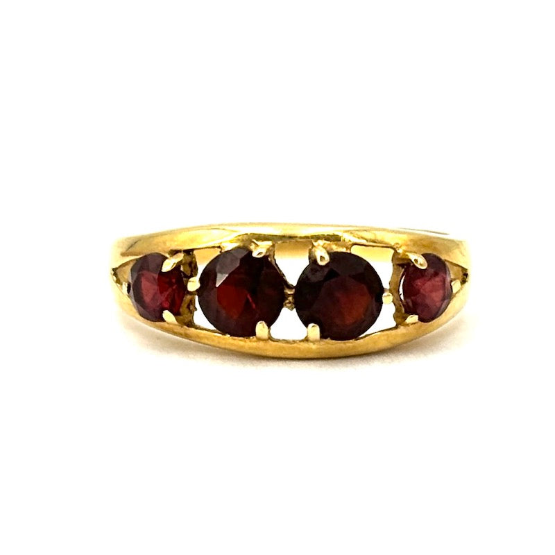 Anello riviera vintage granati e oro;  1.8 gr