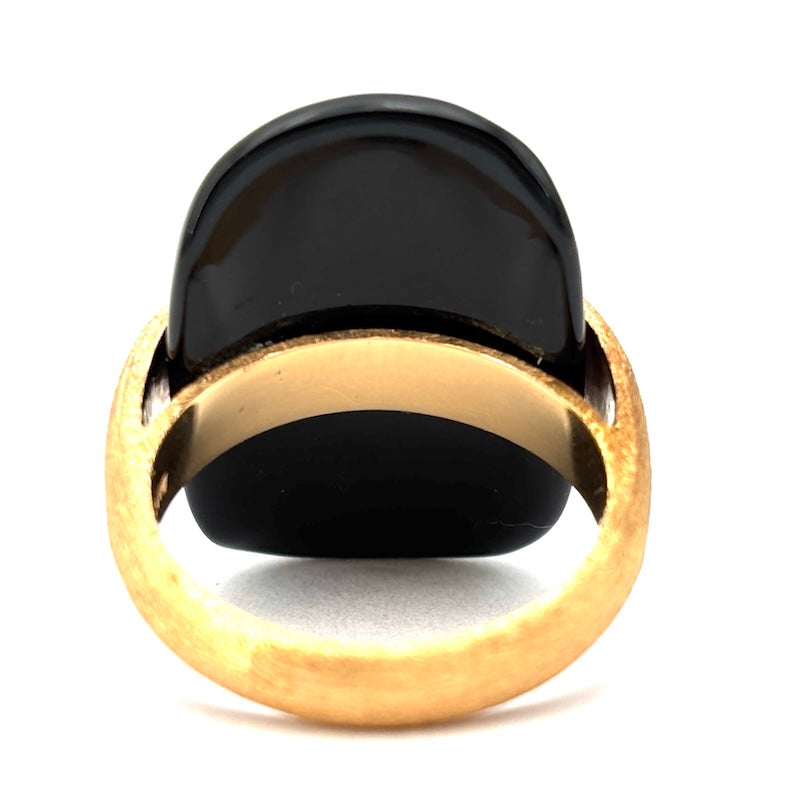Anello sella onice, brillante e oro rosa; 11.65 g
