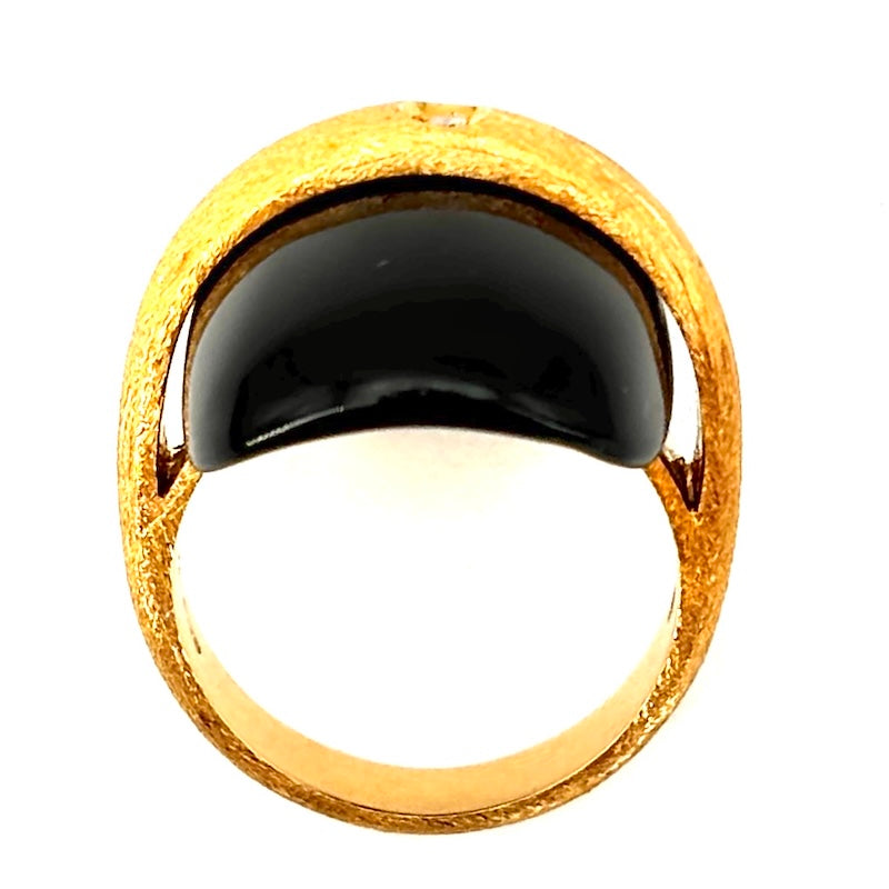 Anello sella onice, brillante e oro rosa; 11.65 g