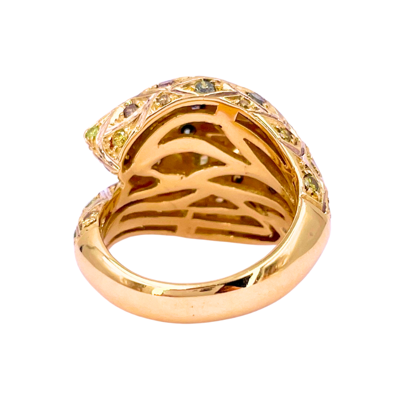 Anello serpente, diamanti fancy - 3.53 ct, oro giallo; 15.12 gr