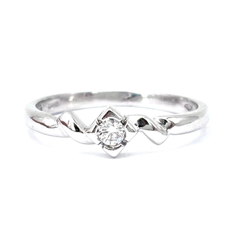 Anello solitario 0.05-0.07 ct e oro bianco; 1.72 gr