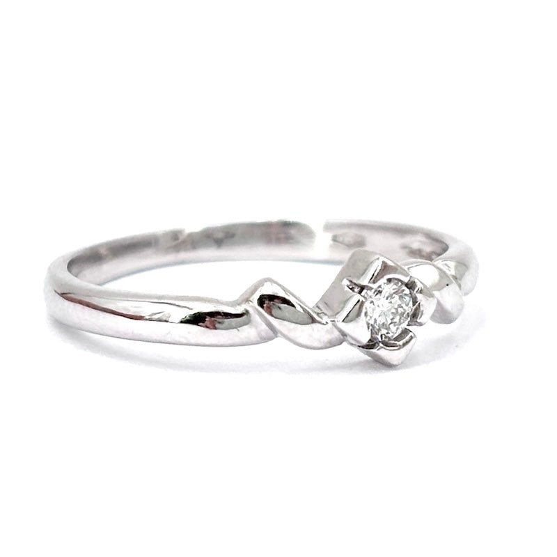 Anello solitario 0.05-0.07 ct e oro bianco; 1.72 gr