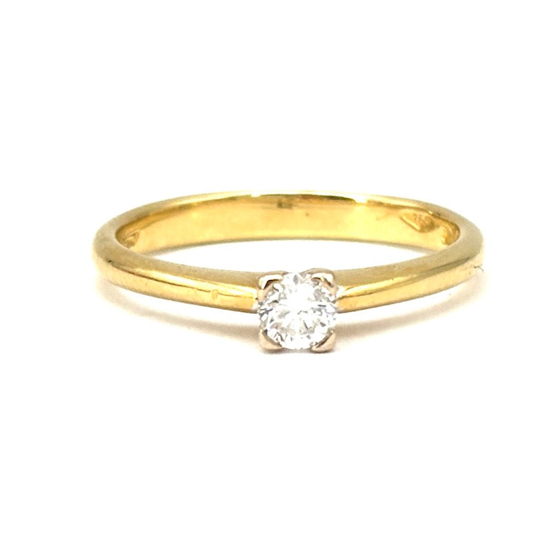 Anello solitario 0.20-0.22 ct e oro giallo; 3 gr
