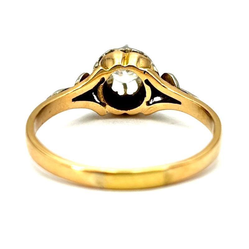 Anello solitario, stile antico, in oro rosa e bianco, 0.20-0.25 ct; 3.21 gr
