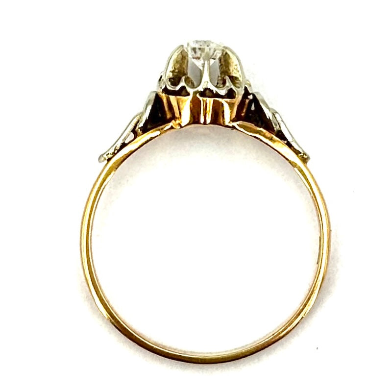Anello solitario, stile antico, in oro rosa e bianco, 0.20-0.25 ct; 3.21 gr