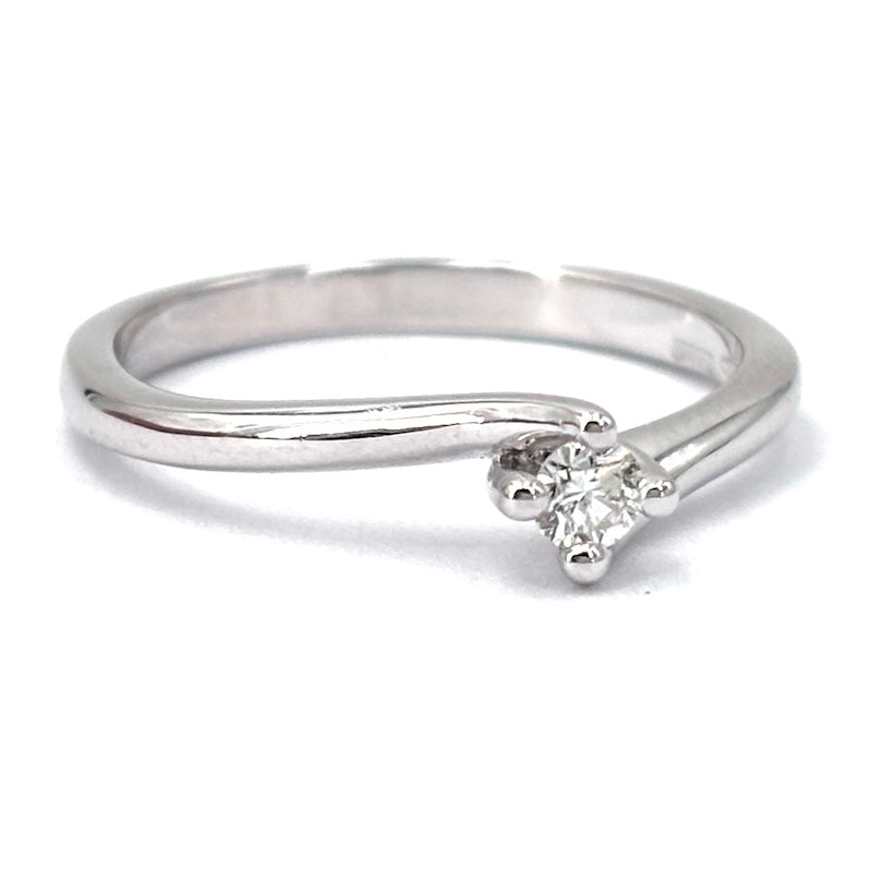 Anello solitario in oro bianco, 0.10 ct; 2.59 gr
