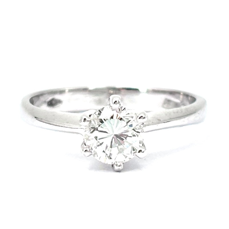 Anello solitario in oro bianco, 0.75 ct; 3.61 gr