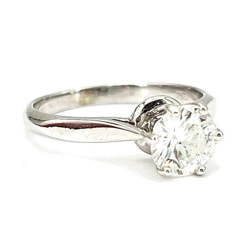 Anello solitario in oro bianco, 0.98 ct; 2.85 gr