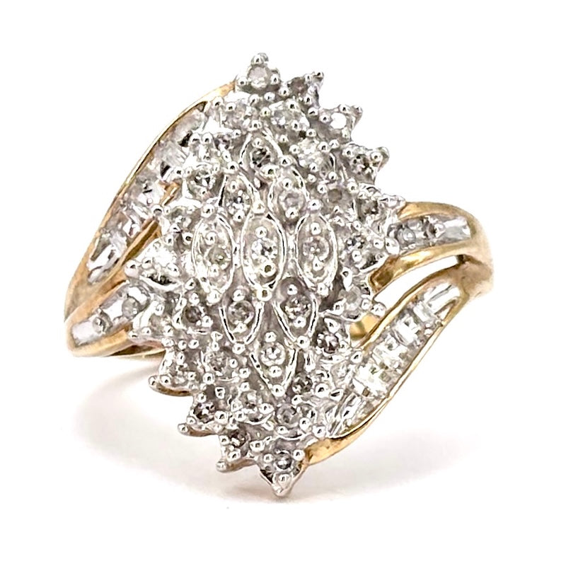 Anello spola diamanti e oro - 4.13 gr
