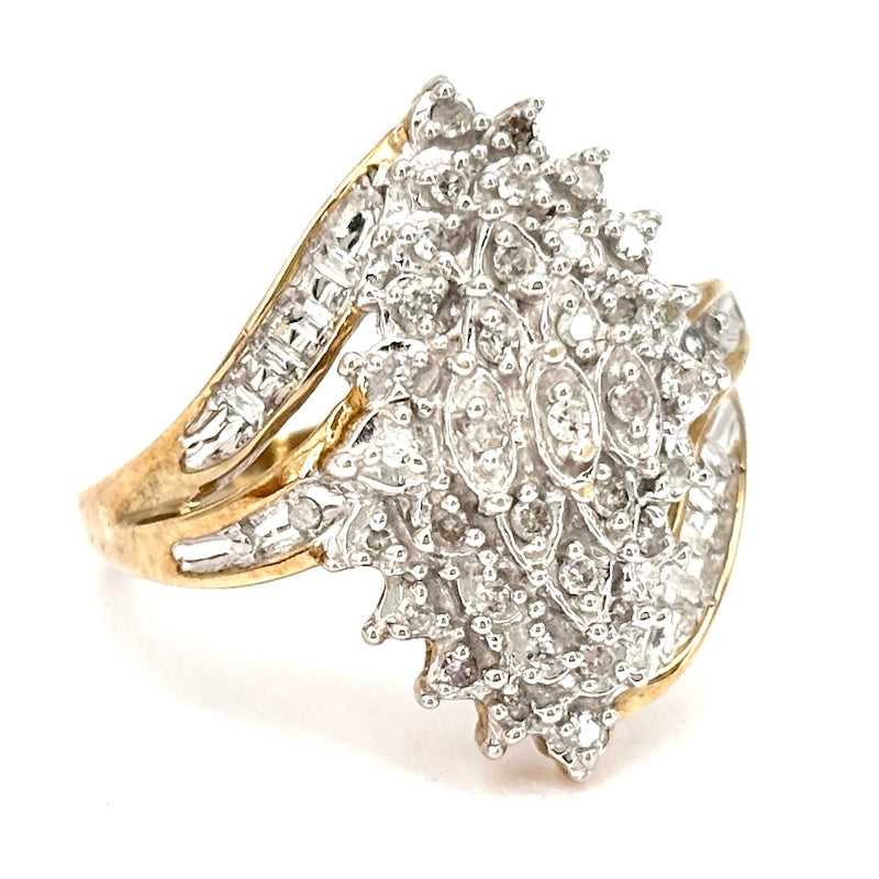 Anello spola diamanti e oro - 4.13 gr