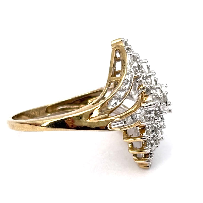 Anello spola diamanti e oro - 4.13 gr