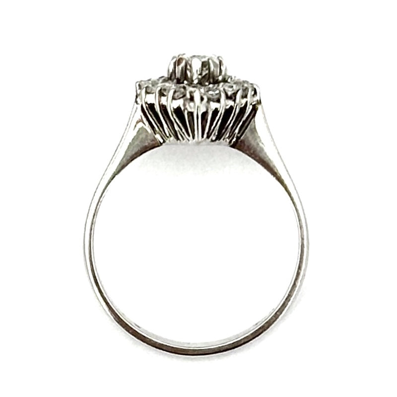 Anello spola vintage solitario e diamanti; 3.26 gr
