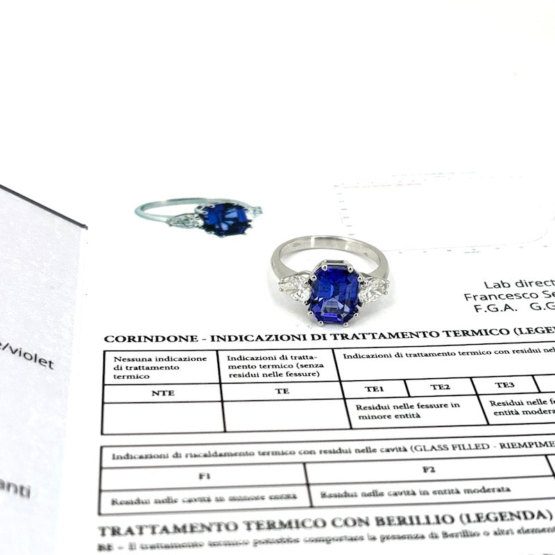 Anello tanzanite, diamanti e oro, capolavoro; Certificato - 4.43 gr