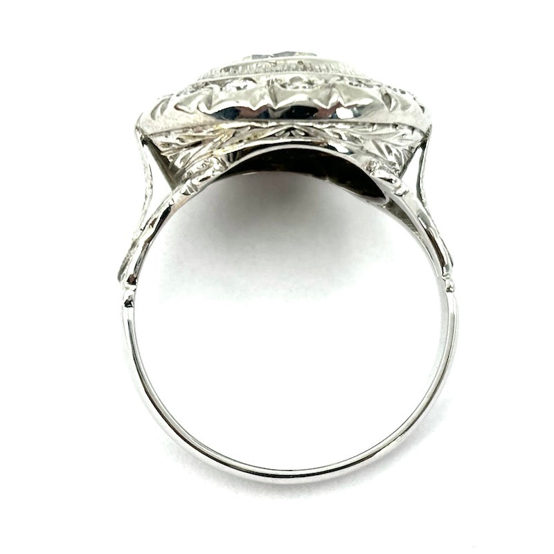 Anello toppa fiore solitario diamanti e oro; 2.30-2.50 ct; 5.19 gr
