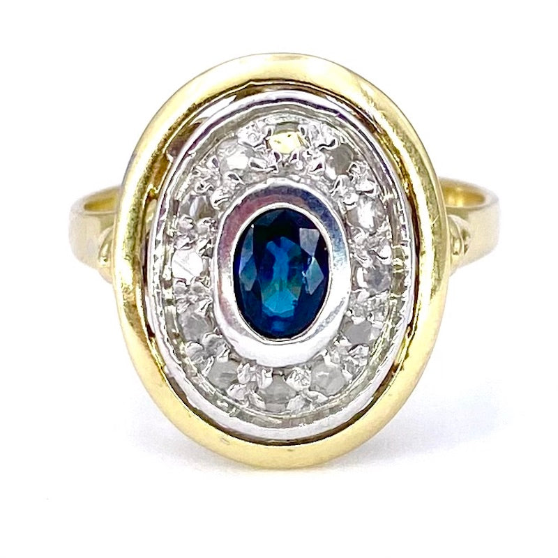 Anello toppa zaffiro e diamanti ; 3.99 gr