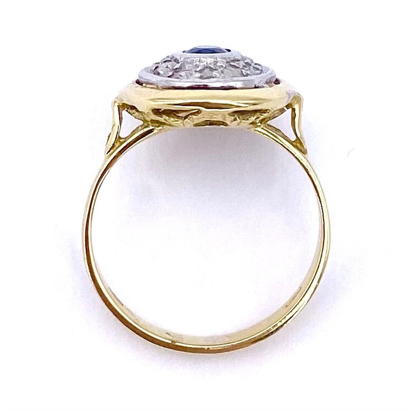Anello toppa zaffiro e diamanti ; 3.99 gr