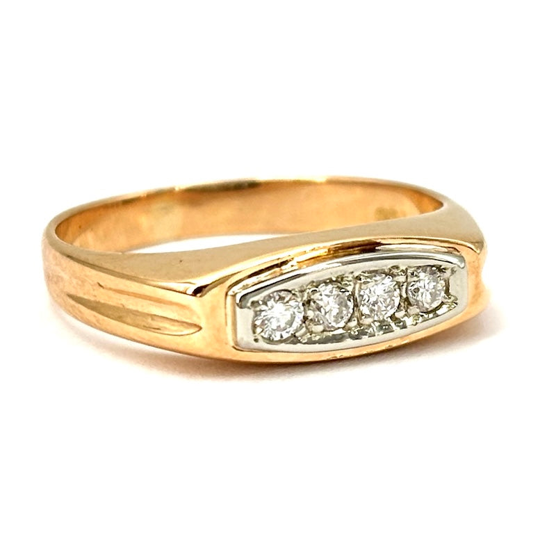 Anello unisex riviera brillanti e oro giallo rosato; 4.15 gr