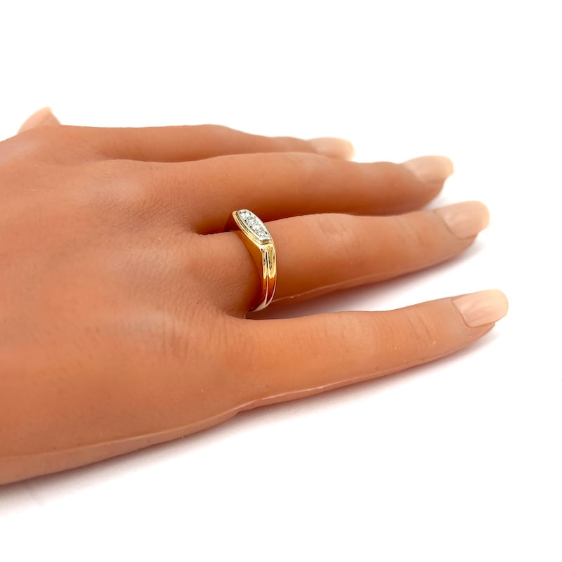 Anello unisex riviera brillanti e oro giallo rosato; 4.15 gr