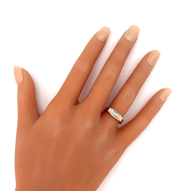 Anello unisex riviera brillanti e oro giallo rosato; 4.15 gr