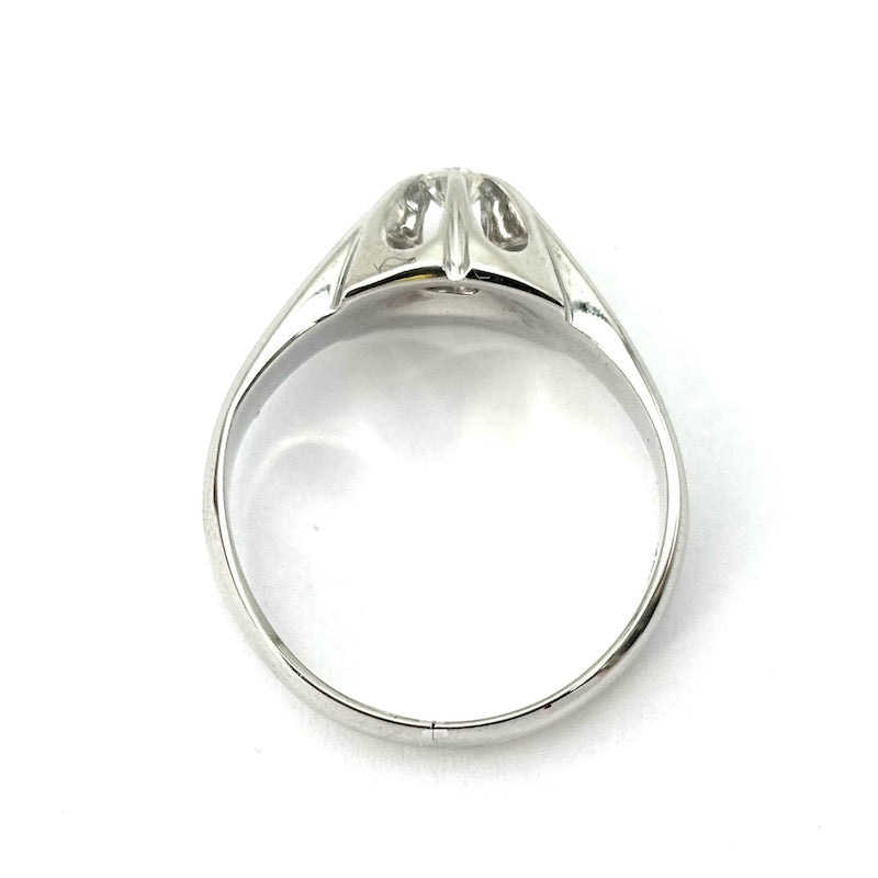 Anello uomo brillante solitario e oro bianco; 7.87 gr