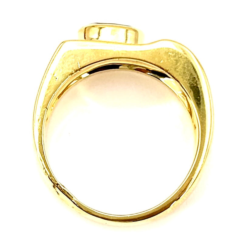 Anello uomo ponte a fascia, granato, oro giallo; 15.5 gr