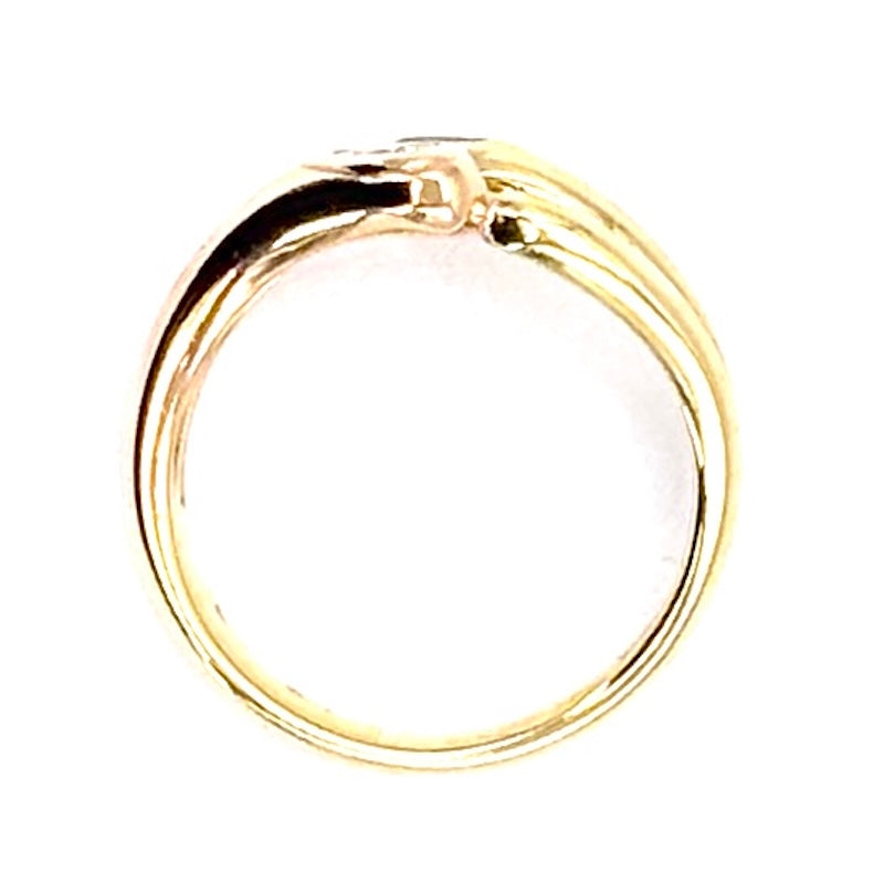 Anello vintage Damiani smeraldo e diamante taglio goccia, in oro giallo e rosa; 5.26 gr