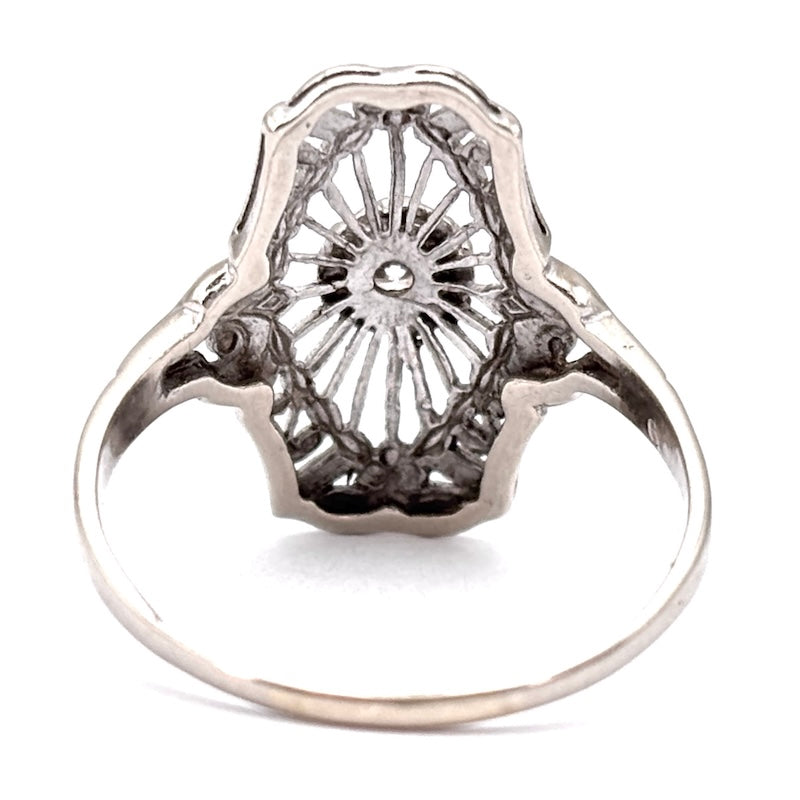 Anello vintage, oro traforato e diamante; 2.48 gr