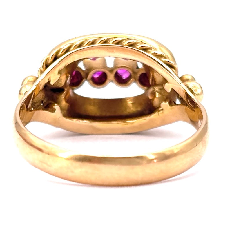 Anello vintage anni '50, rubini e oro giallo; 5.5 gr