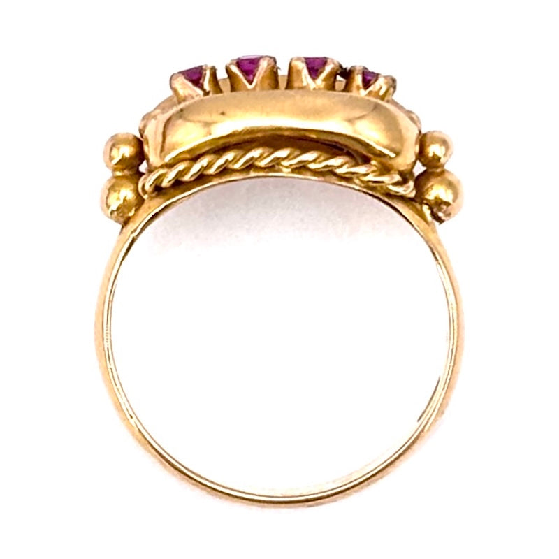 Anello vintage anni '50, rubini e oro giallo; 5.5 gr